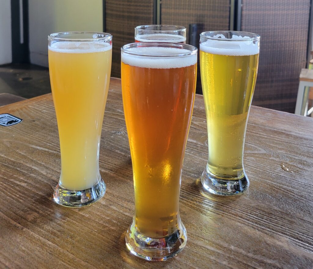 four glasses of beer