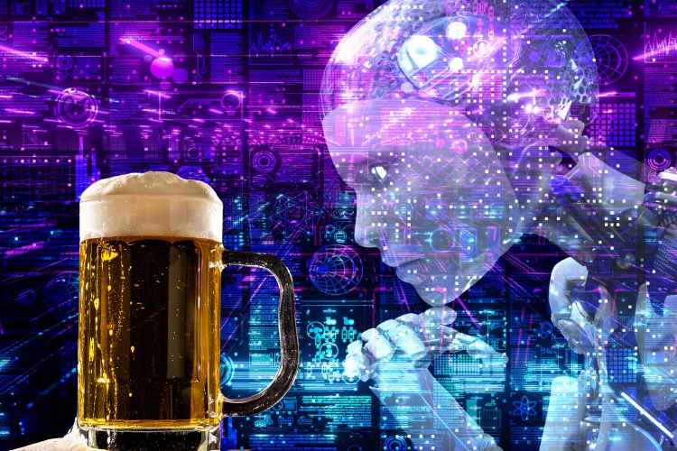 computer robot looking at beer