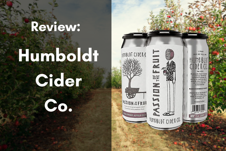Humboldt cider in front of apple trees