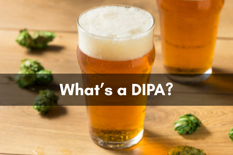 double ipa on a table with hops