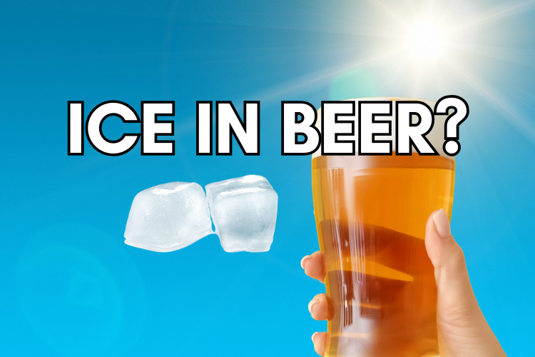 glass of beer and ice on a hot day