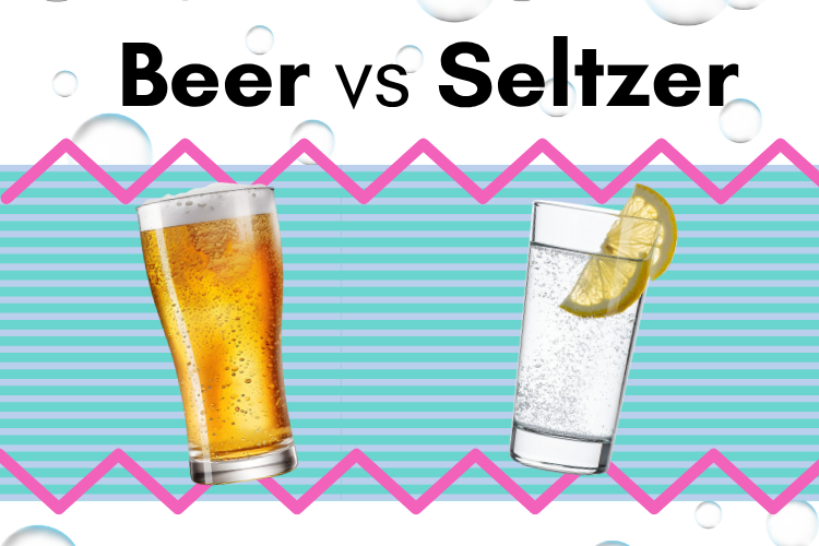 glass of beer and glass of seltzer